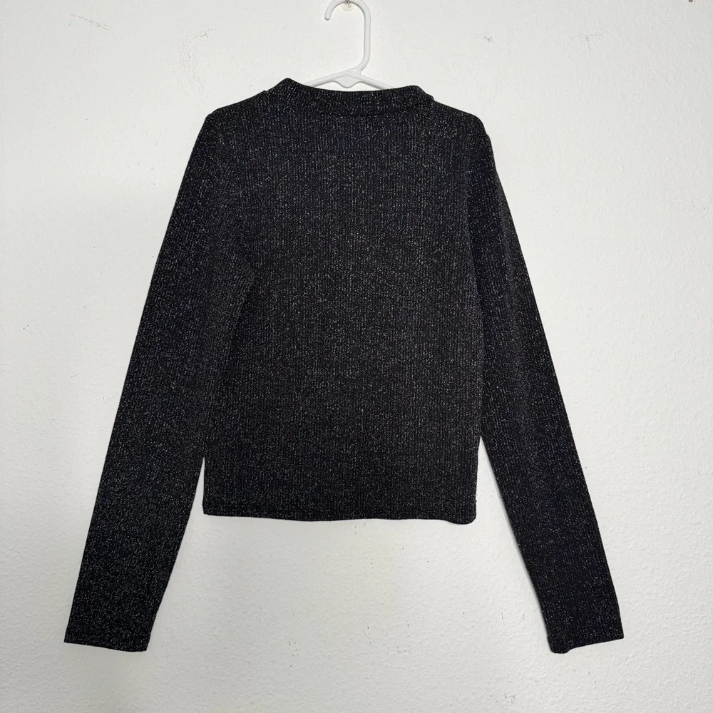 Justice girls long sleeve glitter black top size 10 NWT